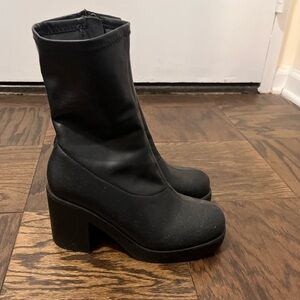 Faux Leather Heel Boots